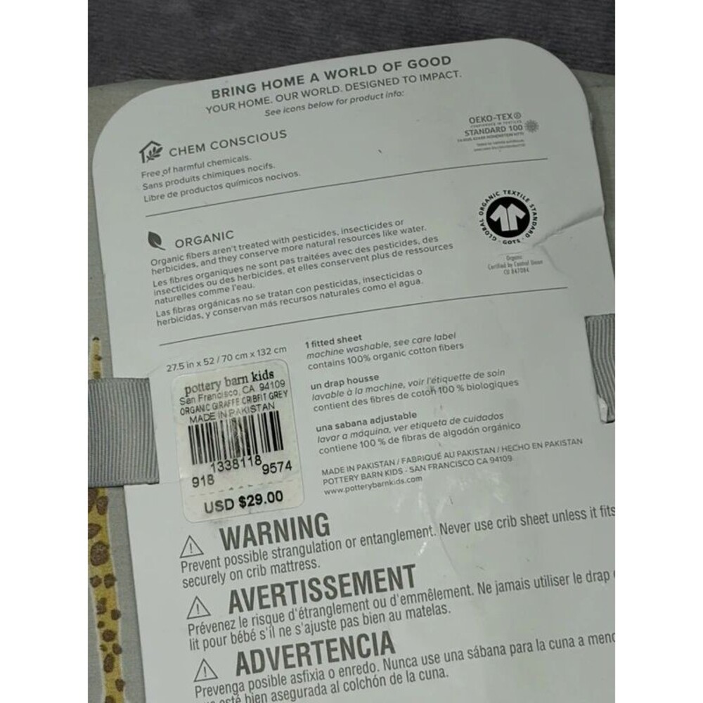 Finley organic crib fitted sheet pottery barn baby new in package read desc. - Picture 6 of 6